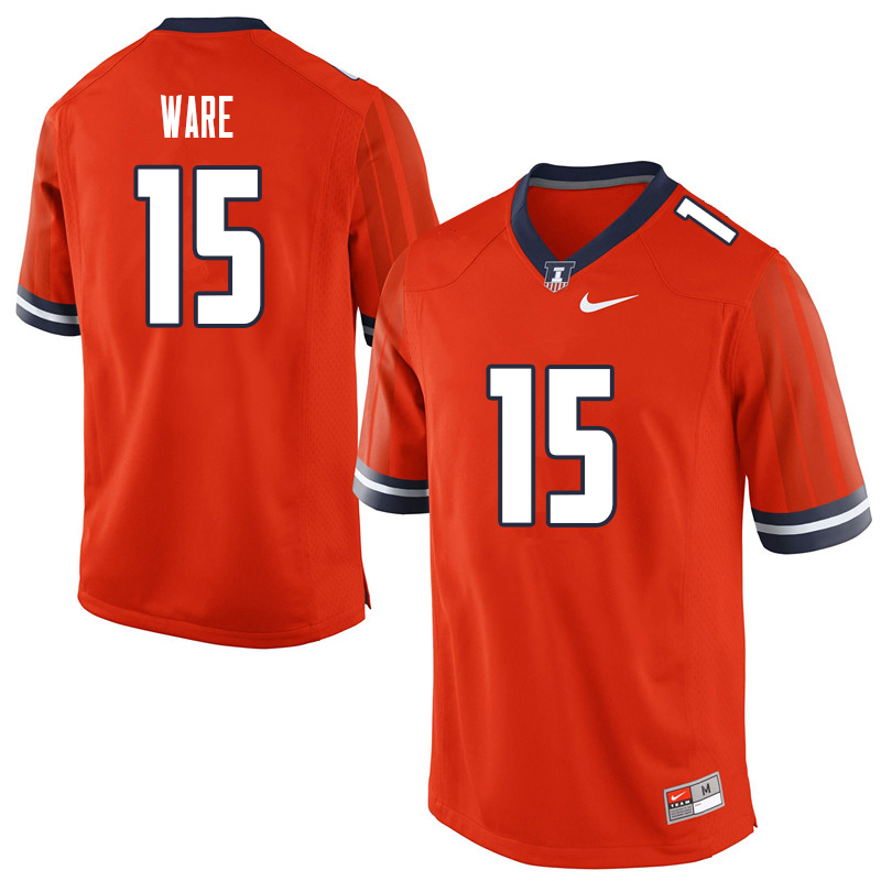 Men #15 Delano Ware Illinois Fighting Illini College Football Jerseys Sale-Orange